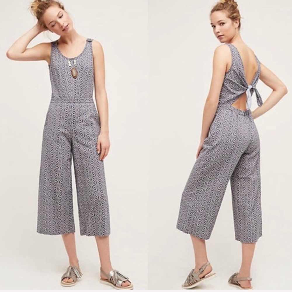 Anthropologie Elevenses Patterned TieBack Jumpsuit
